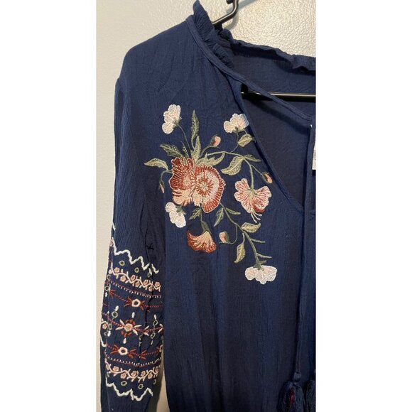 NWT American Eagle Boho Embroidered Blouse | Tassel Tie | XS - Picture 3 of 8